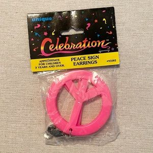 Celebration Peace sign clip on costume earrings